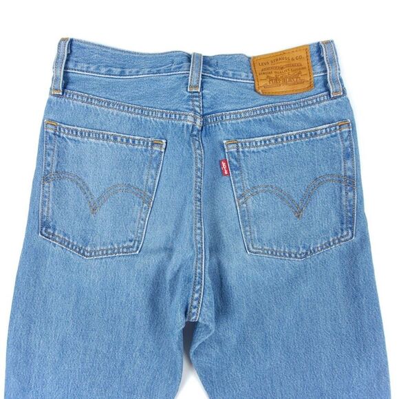 LEVIS Premium Wedgie Straight Distressed Knee Raw Hem Ankle Crop Jeans 24 x 26 - Picture 7 of 11